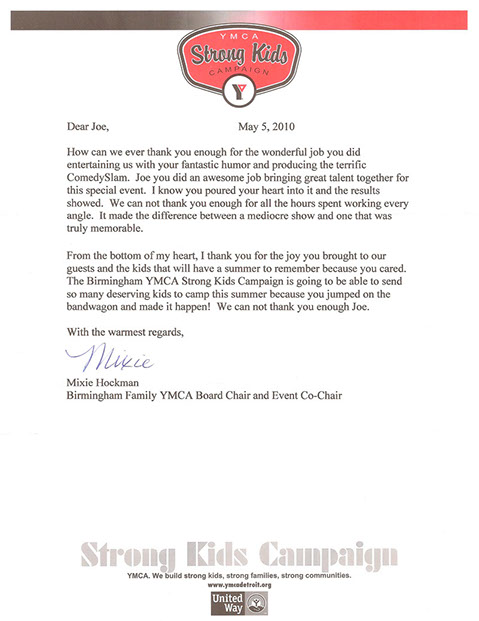 Letter from charity